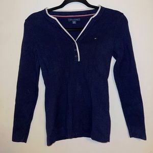 TOMMY HILFIGER Dark blue long sleeve polo shirt